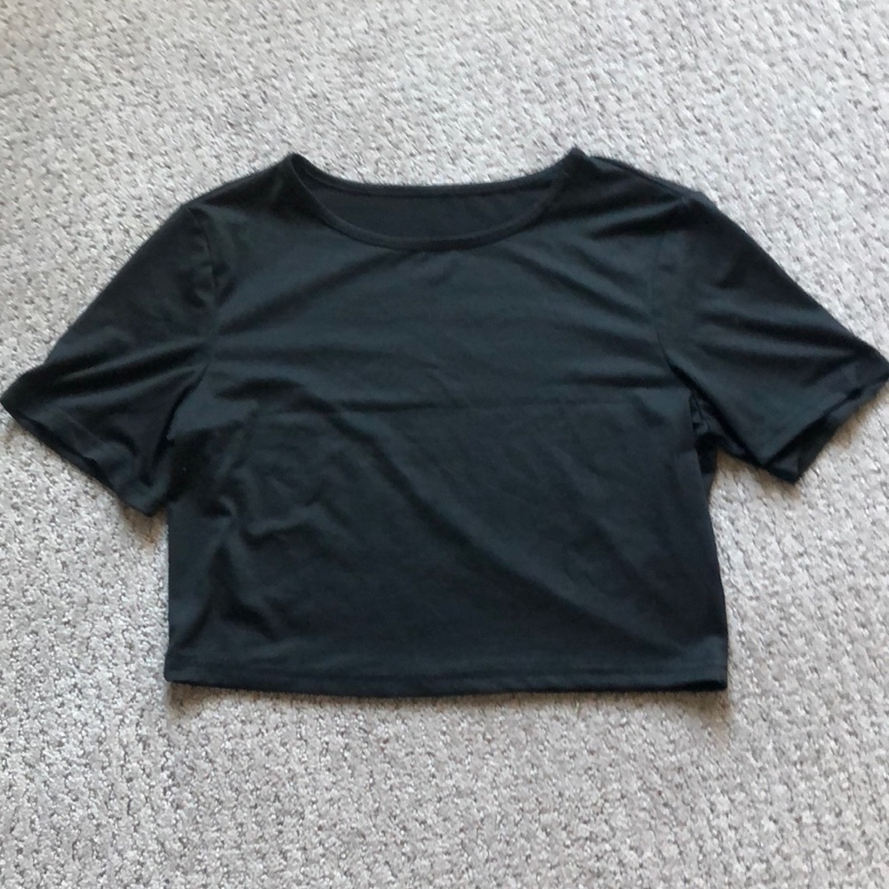 shein, medium, black crop top